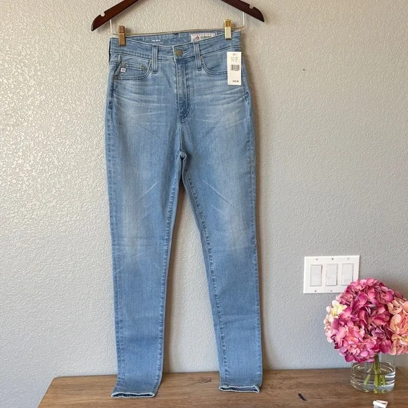 AG Adriano Goldschmied Light Blue High Rise Jeans- Super High-rise Skinny - Picture 12 of 14